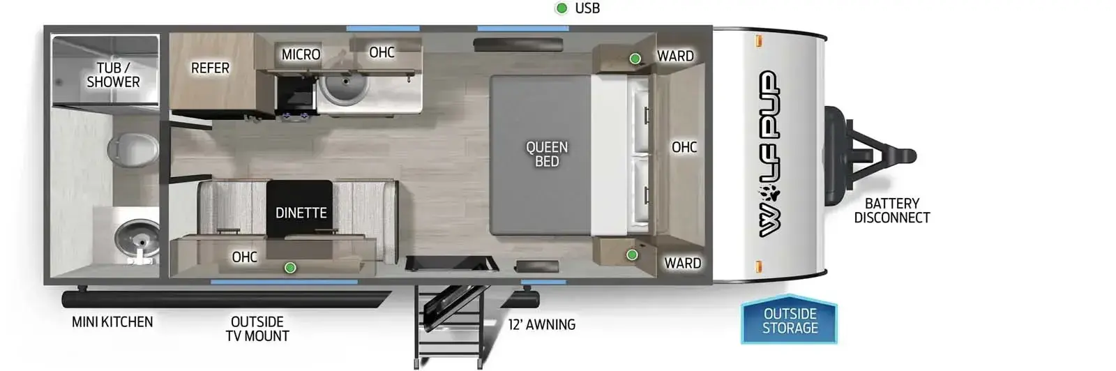 Wolf Pup 16FQW floorplan